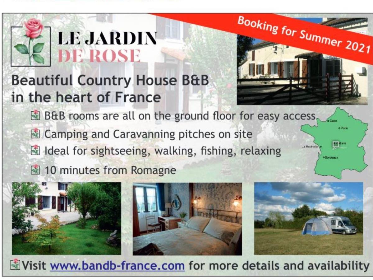 Le Jardin De Rose 24 Feuillebert Romagne 86700 Bed & Breakfast Ngoại thất bức ảnh